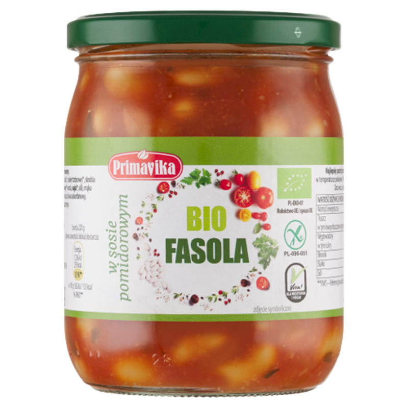 FASOLA W SOSIE POMIDOROWYM BEZGLUTENOWA BIO 440 g - PRIMAVIKA (PRIMAECO)