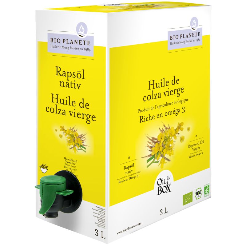 OLEJ RZEPAKOWY TŁOCZONY NA ZIMNO OMEGA-3 BIO 3 L - BIO PLANETE