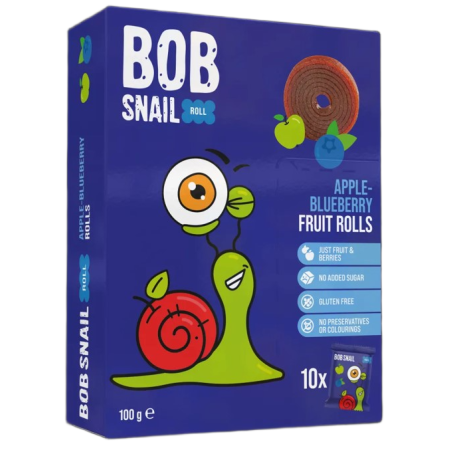 PRZEKĄSKI ROLL JABŁKO - BORÓWKA BEZ DODATKU CUKRÓW BEZGLUTENOWE 100 g - BOB SNAIL