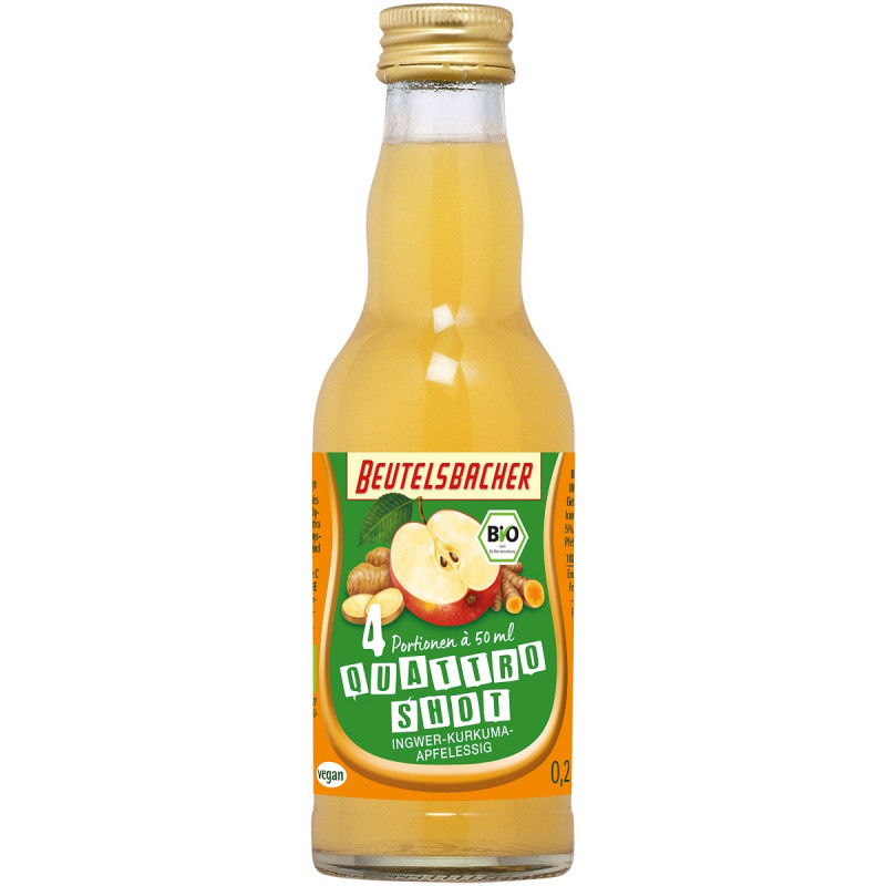 SHOT NA ODPORNOŚĆ JABŁKO - IMBIR - KURKUMA - ACEROLA BIO 200 ml - BEUTELSBACHER