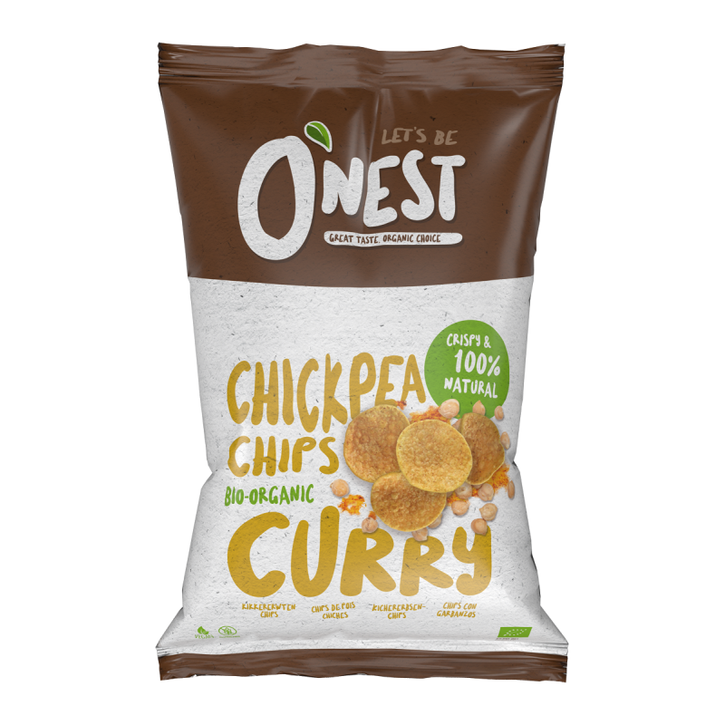 CHIPSY Z CIECIERZYCY Z CURRY BEZGLUTENOWE BIO 75 g - O'NEST