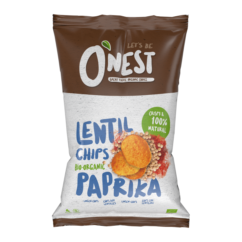 CHIPSY Z SOCZEWICY PAPRYKOWE BEZGLUTENOWE BIO 40 g - O'NEST