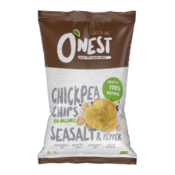 CHIPSY Z CIECIERZYCY Z SOLĄ MORSKĄ I PIEPRZEM CZARNYM BEZGLUTENOWE BIO 40 g - O'NEST
