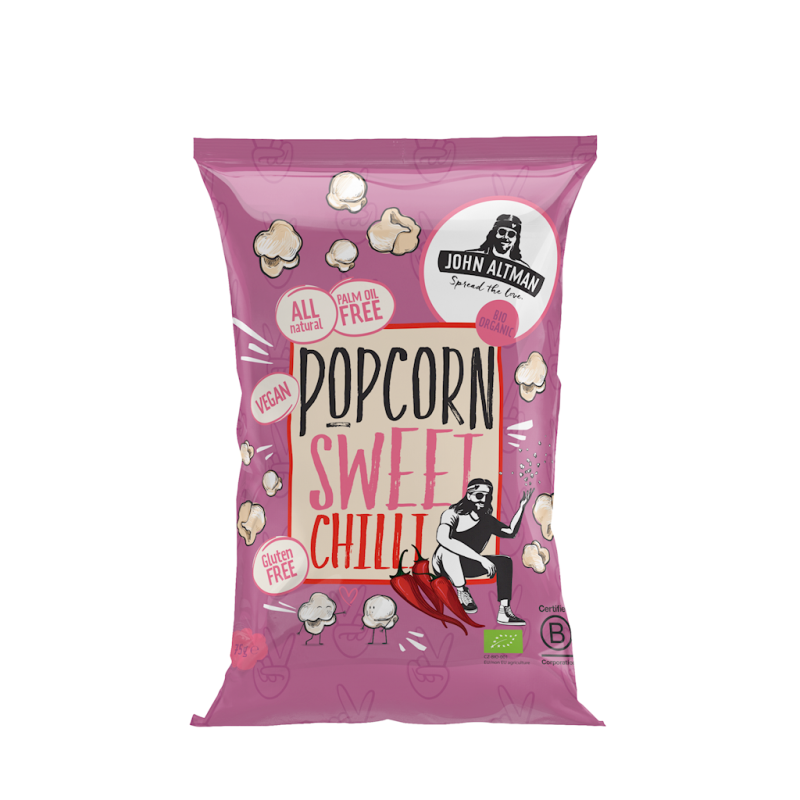 POPCORN O SMAKU SŁODKIE CHILLI BEZGLUTENOWY BIO 75 g - JOHN ALTMAN