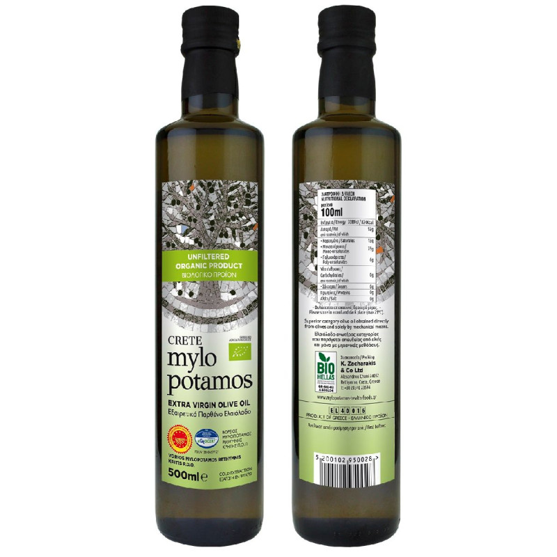OLIWA Z OLIWEK EXTRA VIRGIN NIEFILTROWANA BIO 500 ml - MYLOPOTAMOS