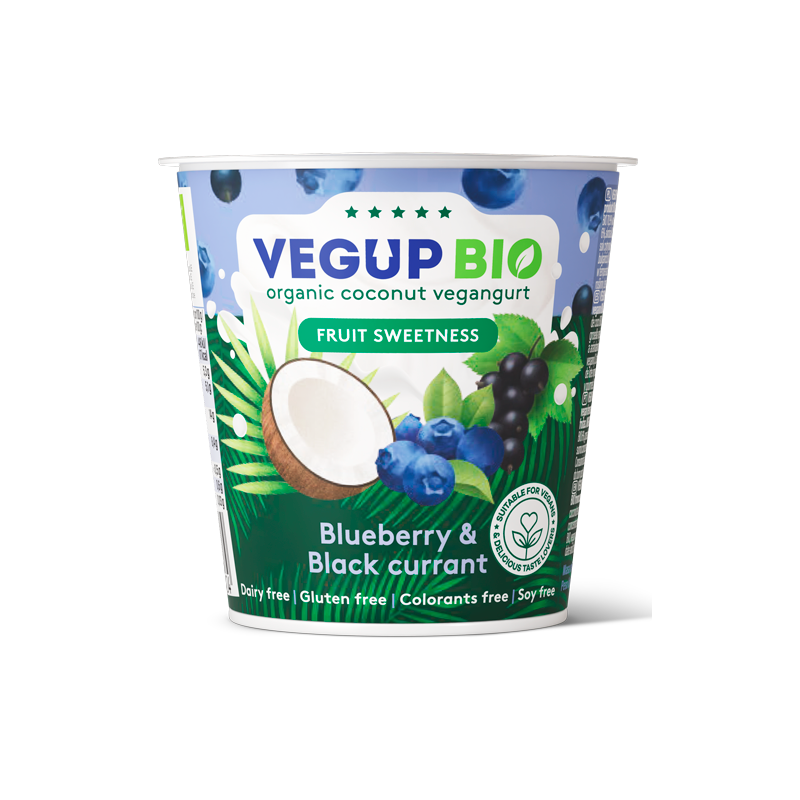 DESER KOKOSOWY JAGODA - CZARNA PORZECZKA BEZGLUTENOWY VEGANGURT BIO 140 g - VEGUP BIO