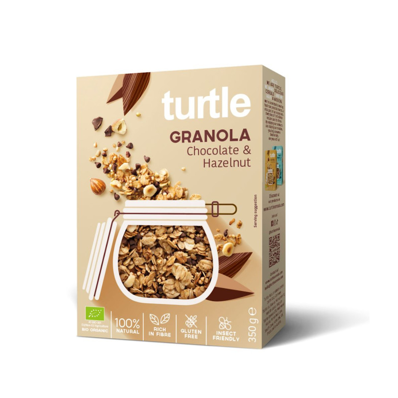 GRANOLA CZEKOLADA - ORZECHY LASKOWE BEZGLUTENOWA BIO 350 g - TURTLE