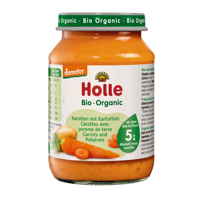 MARCHEW - ZIEMNIAK BEZ DODATKU CUKRÓW BEZGLUTENOWE OD 5 MIESIĄCA DEMETER BIO 190 g - HOLLE