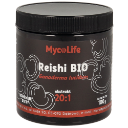 GRZYBY REISHI EKSTRAKT BEZGLUTENOWY BIO 100 g - PIĘĆ PRZEMIAN (MYCOLIFE)