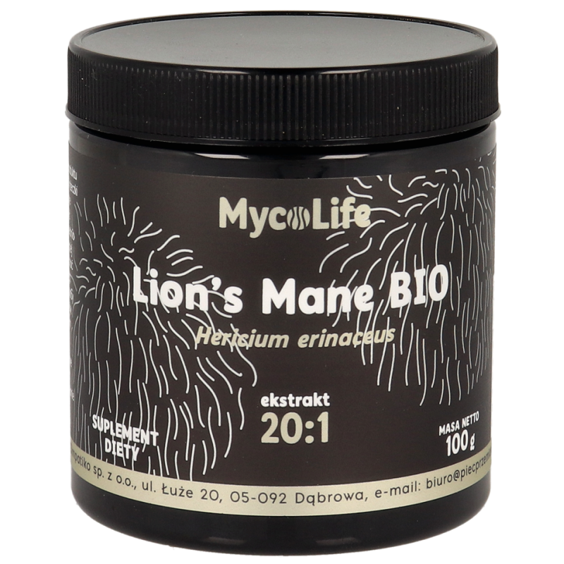 GRZYBY SOPLÓWKA JEŻOWATA (LION'S MANE) EKSTRAKT BEZGLUTENOWY BIO 100 g - PIĘĆ PRZEMIAN