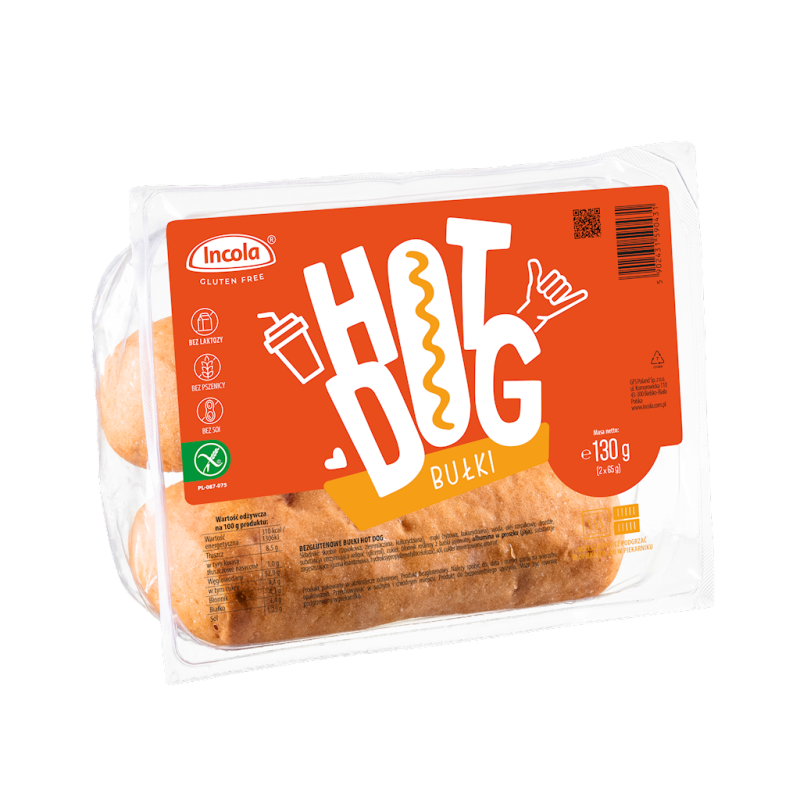BUŁKI DO HOT-DOGÓW BEZGLUTENOWE (2 szt.) 130 g - INCOLA