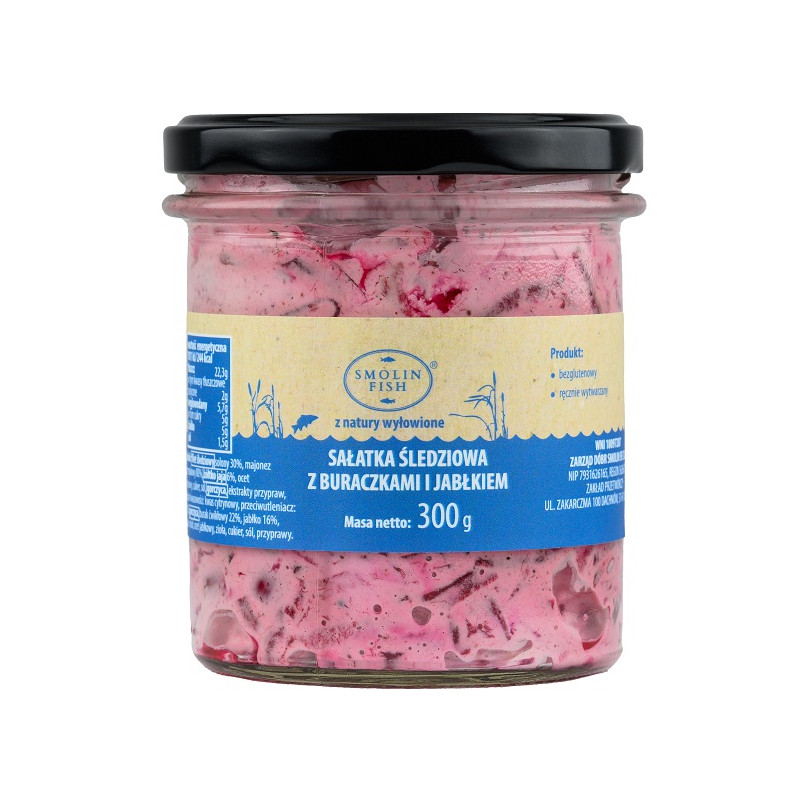 SAŁATKA ŚLEDZIOWA Z BURACZKIEM I JABŁKIEM 300 g - SMOLIN FISH (NA ZAMÓWIENIE)
