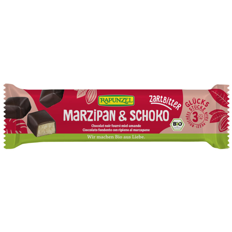 BATONIKI MARCEPANOWE Z MIODEM W CZEKOLADZIE GORZKIEJ BIO 50 g - RAPUNZEL