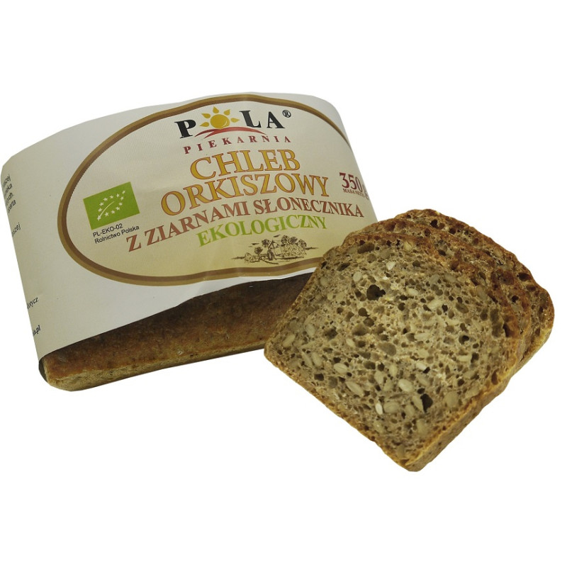 CHLEB ORKISZOWY Z ZIARNAMI SŁONECZNIKA BIO 350 g - POLA (NA ZAMÓWIENIE)
