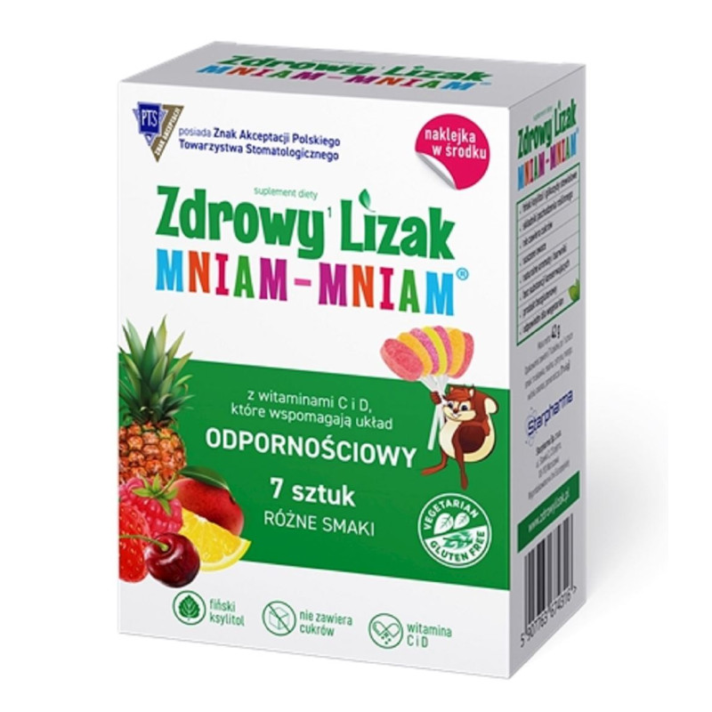 LIZAKI MIX SMAKÓW NA ODPORNOŚĆ BEZ CUKRU BEZGLUTENOWY (7 szt.) 42 g - MNIAM MNIAM STARPHARMA