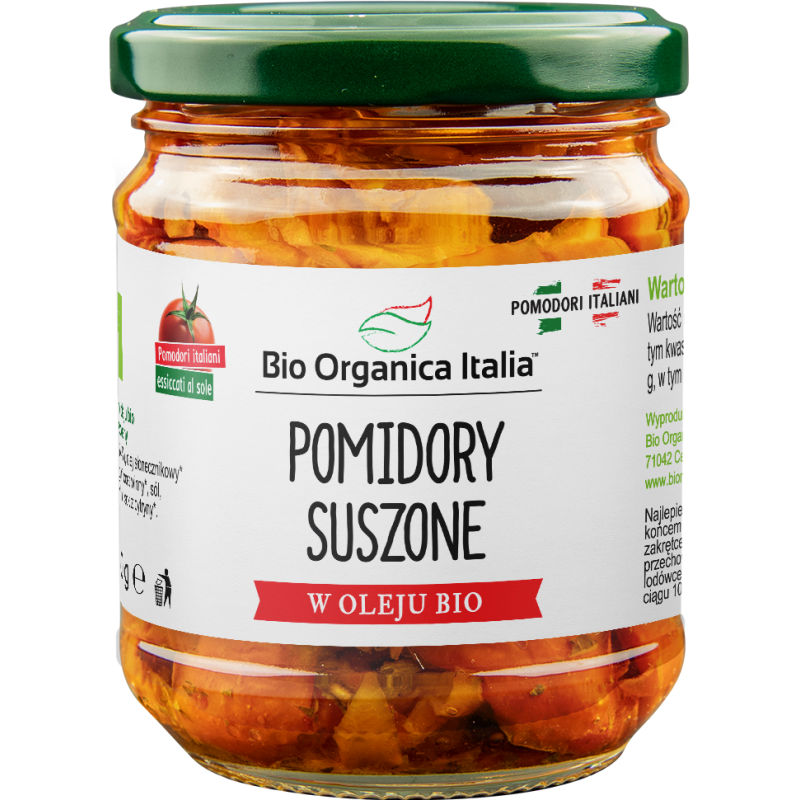 POMIDORY SUSZONE W OLEJU BIO 190 g (120 g) (SŁOIK) - BIO ORGANICA ITALIA