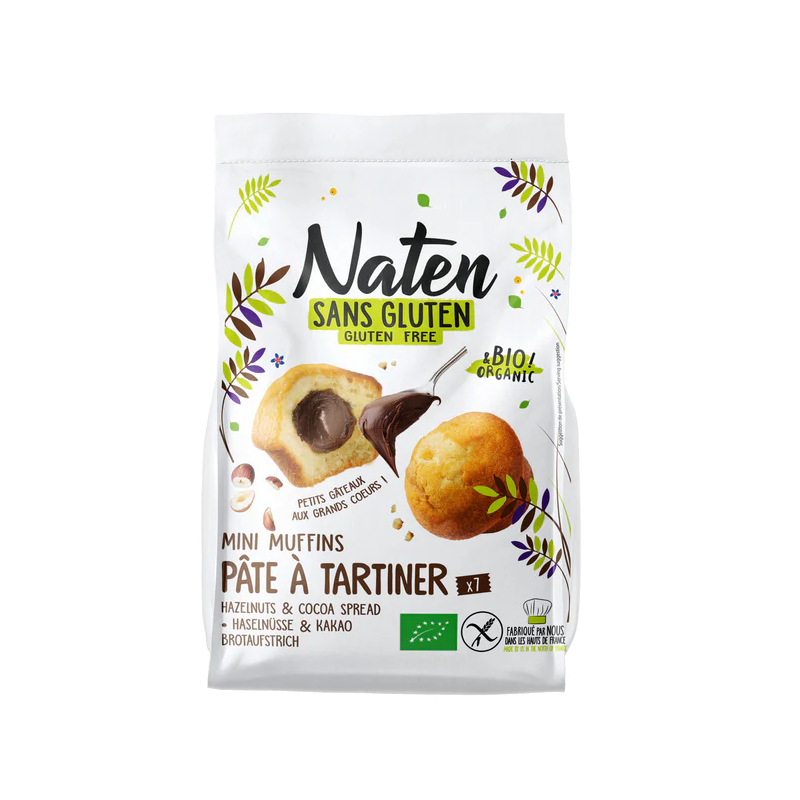 MUFFINKI MINI Z NADZIENIEM ORZECHOWO - KAKAOWYM BEZGLUTENOWE BIO 200 g - NATEN
