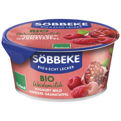 JOGURT KREMOWY MALINA - GRANAT (3,8 % TŁUSZCZU W MLEKU) BIO 150 g - SOBBEKE