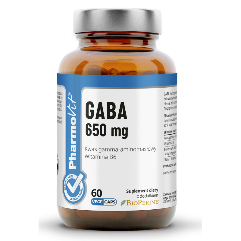 GABA (650 mg) BEZGLUTENOWA 60 KAPSUŁEK - PHARMOVIT (CLEAN LABEL)
