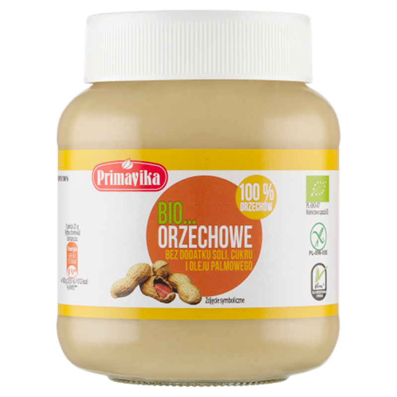 KREM Z ORZESZKÓW ZIEMNYCH PRAŻONYCH 100 % BEZGLUTENOWY BIO 360 g - PRIMAVIKA