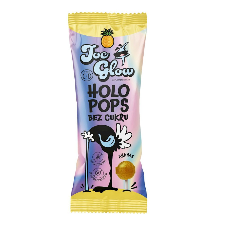 LIZAK KULKA KRYSZTAŁOWA O SMAKU ANANASOWYM Z WITAMINĄ D I C BEZ CUKRU BEZGLUTENOWY 8 g - JOE GLOW
