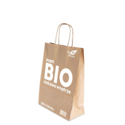 TORBA PAPIEROWA MAŁA Z LOGO BIO PLANET (24 cm x 11 cm x 32 cm)