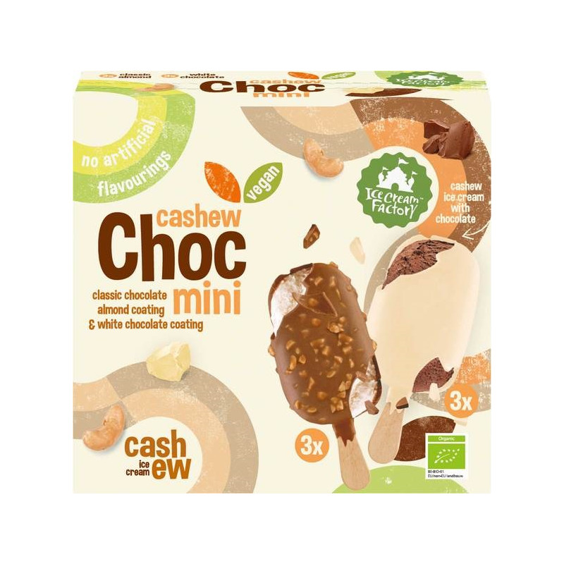 LODY WEGAŃSKIE NA PATYKU MINI WANILIOWE I CZEKOLADOWE W POLEWIE (6 x 50 ml) 300 ml - ICE CREAM FACTORY