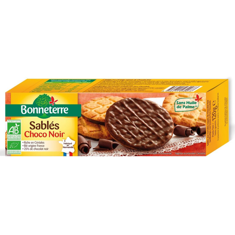 CIASTKA OBLANE CZEKOLADĄ GORZKĄ BIO 120 g - BONNETERRE