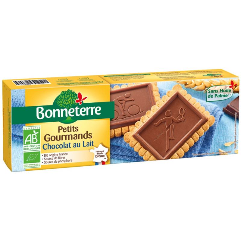 HERBATNIKI Z CZEKOLADĄ MLECZNĄ BIO 126 g - BONNETERRE