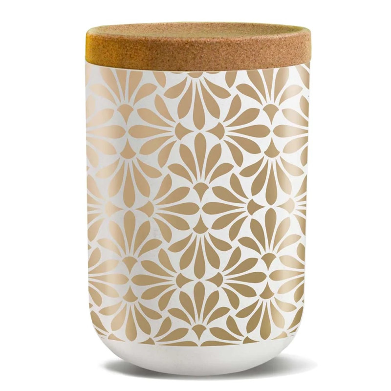 POJEMNIK Z KORKOWĄ POKRYWKĄ ZŁOTE WZORY 1000 ml - CHIC-MIC