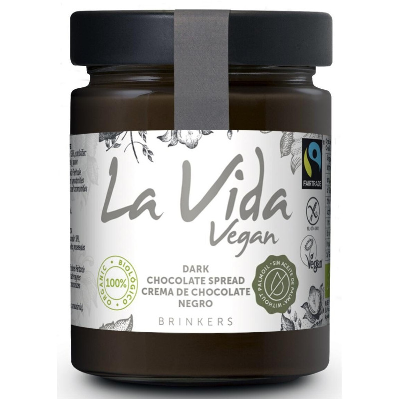 KREM Z CIEMNEJ CZEKOLADY FAIR TRADE BEZGLUTENOWY BIO 270 g - LA VIDA VEGAN