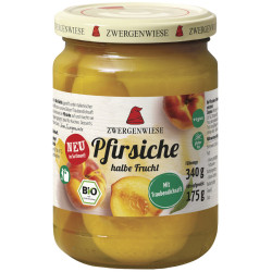 BRZOSKWINIE POŁÓWKI W LEKKIM SYROPIE BEZGLUTENOWE BIO 340 g (175 g) (SŁOIK) - ZWERGENWIESE