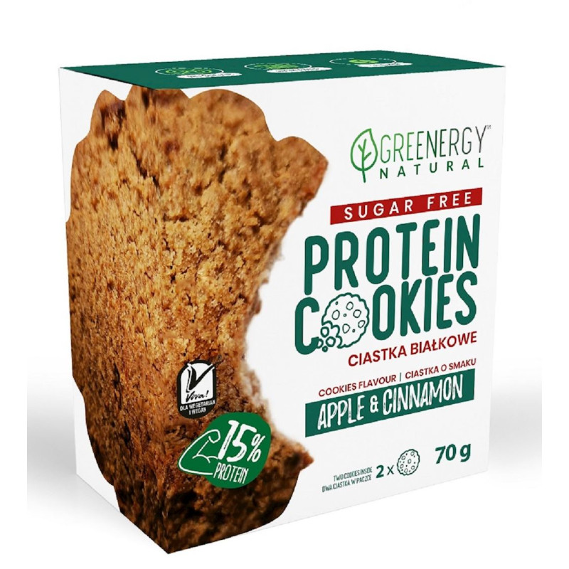 CIASTKA PROTEINOWE JABŁKO - CYNAMON BEZ CUKRU (2 x 35 g) 70 g - GREENERGY