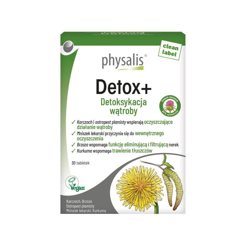 TABLETKI NA DETOKSYKACJĘ WĄTROBY (DETOX+) 30 szt. - PHYSALIS