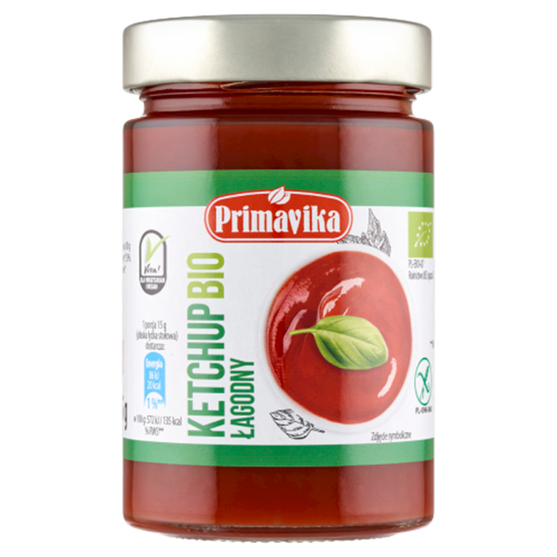 KETCHUP ŁAGODNY BEZGLUTENOWY BIO 315 g - PRIMAVIKA