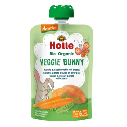 MUS WARZYWNY KRÓLIK (MARCHEW - SŁODKI ZIEMNIAK - GROSZEK) BEZ DODATKU CUKRÓW BEZGLUTENOWY OD 6 MIESIĄCA DEMETER BIO 100 g - HOLL