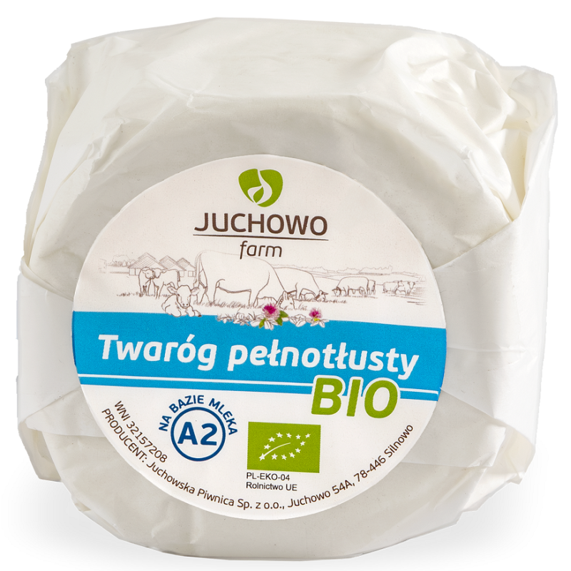 TWARÓG TŁUSTY Z MLEKA A2 BIO (około 0,40 kg) - JUCHOWO (NA ZAMÓWIENIE)