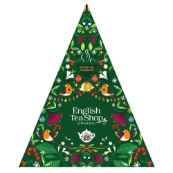 KALENDARZ ADWENTOWY (HERBATY I HERBATKI) BIO PIRAMIDKI (GREEN TRANGULAR – 13 SMAKÓW) (25 x 2 g) 50 g - ENGLISH TEA SHOP ORGANIC