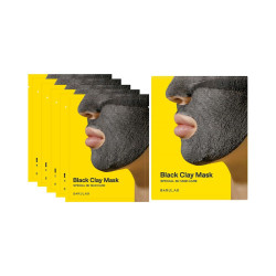 MASECZKI DO TWARZY W PŁACHCIE CZARNA GLINKA 5 SZTUK - BARULAB